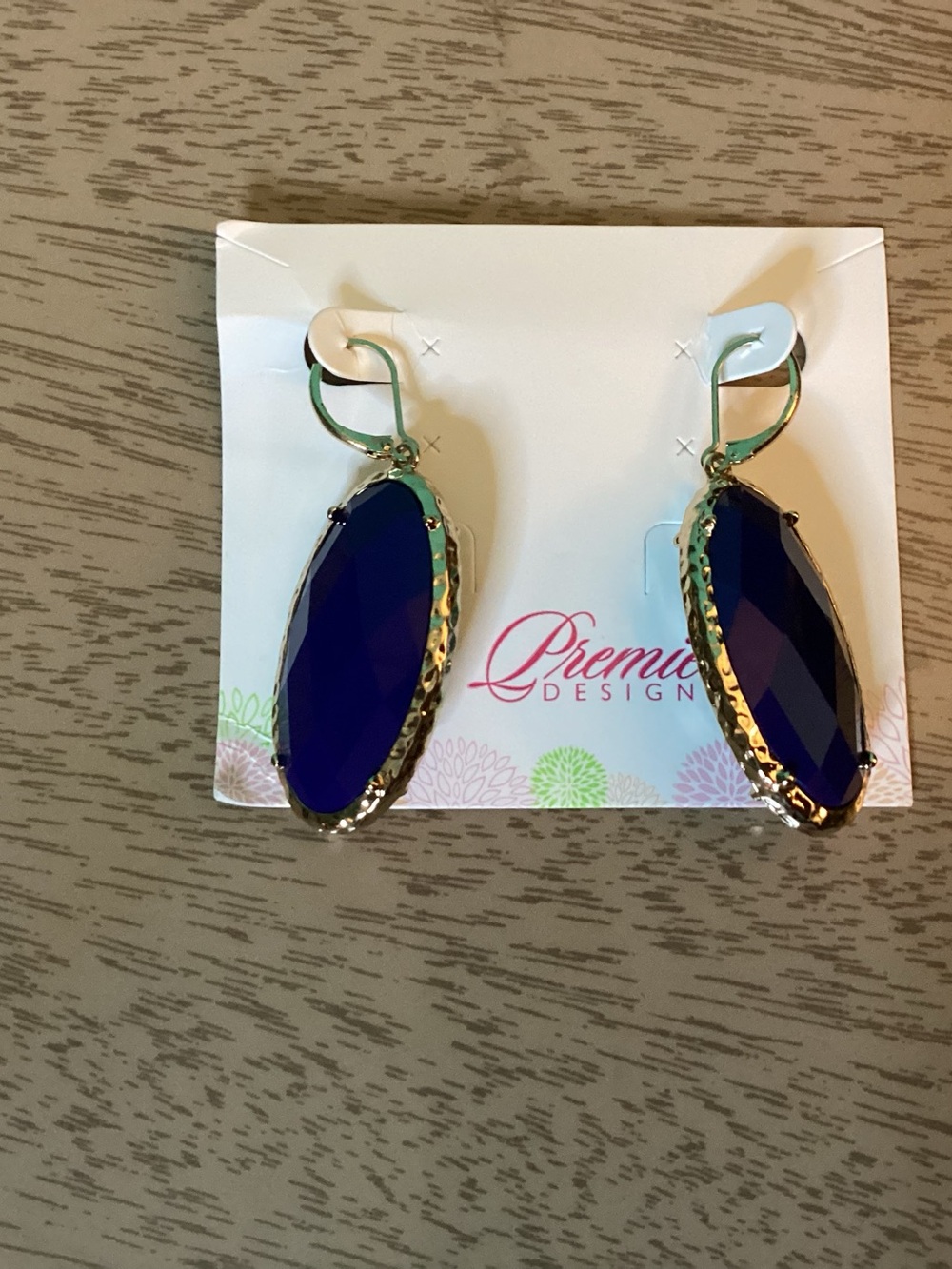Premier Designs Cece Reversible Gold Tone Earrings Lapis Blue/Turquoise New - Picture 3 of 6